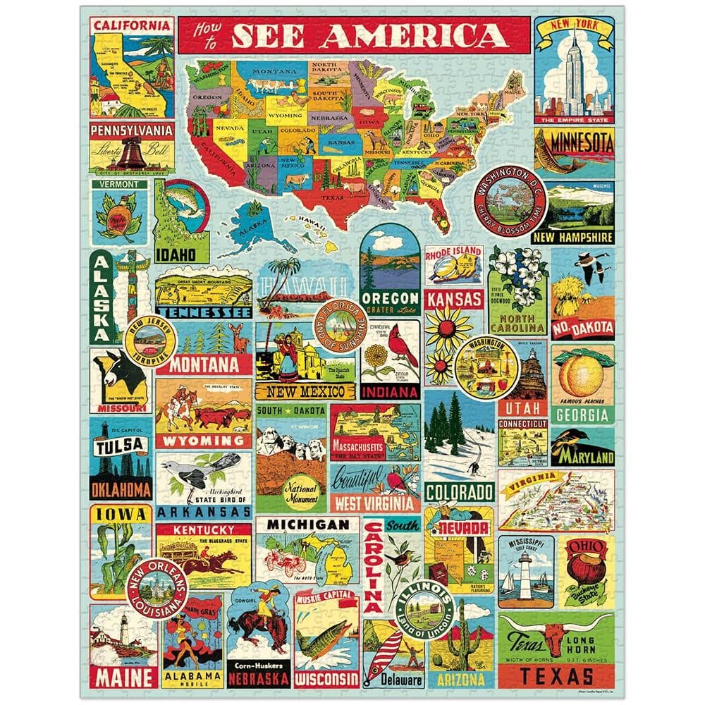 See America 1000 Piece Puzzle by Cavallini 2nd Product Detail  Image width=&quot;1000&quot; height=&quot;1000&quot;