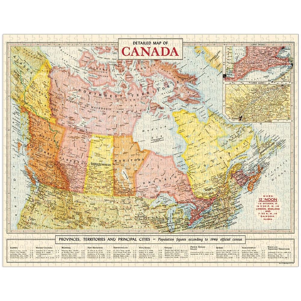 Map Of Canada 1000 Piece Puzzle by Cavallini 2nd Product Detail  Image width="1000" height="1000"