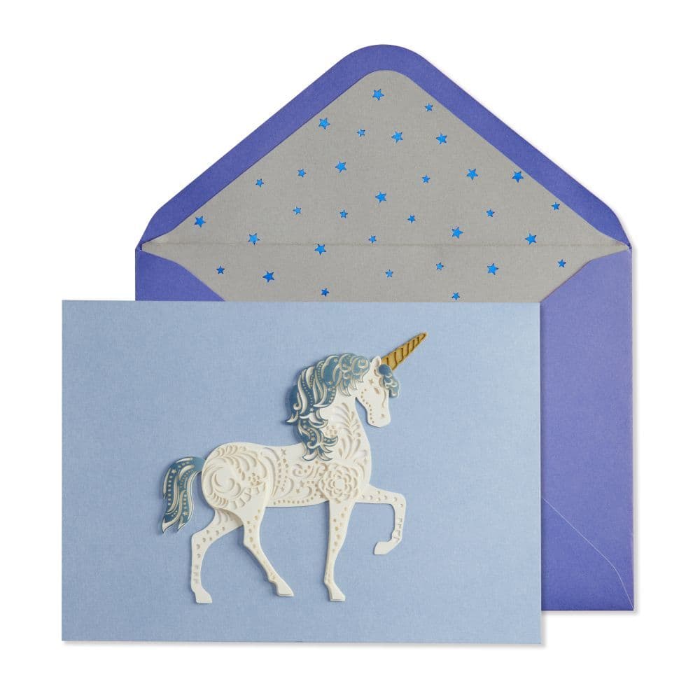 Unicorn White Birthday Card Main Product  Image width="1000" height="1000"