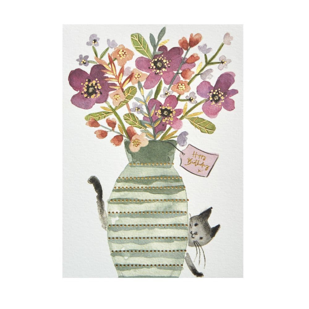 Vase With Flowers And Kitty Birthday Card 2nd Product Detail  Image width="1000" height="1000"