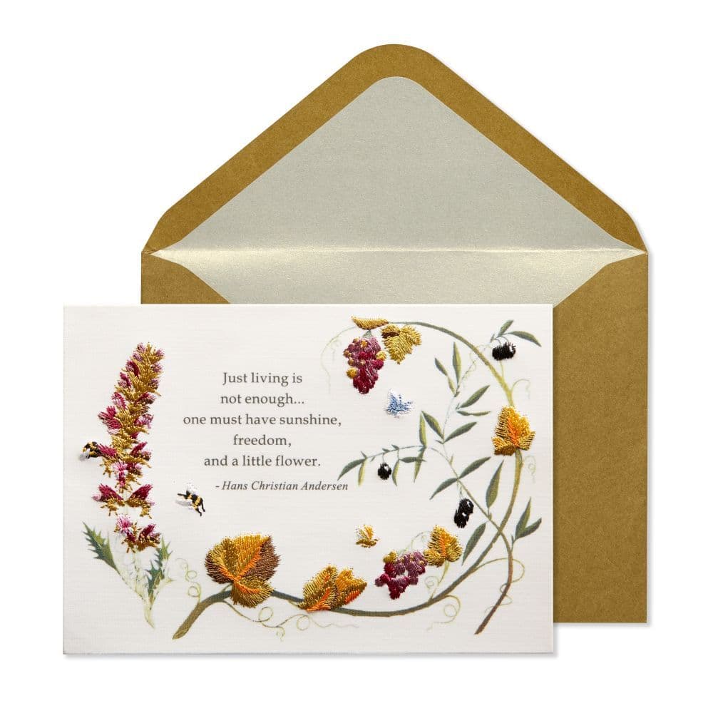 Embroidered Leaves And Flowers Birthday Card Main Product  Image width="1000" height="1000"