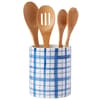 image Americana Utensil Holder main image with spoons and blue and white checkerboard pattern width="1000" height="1000"