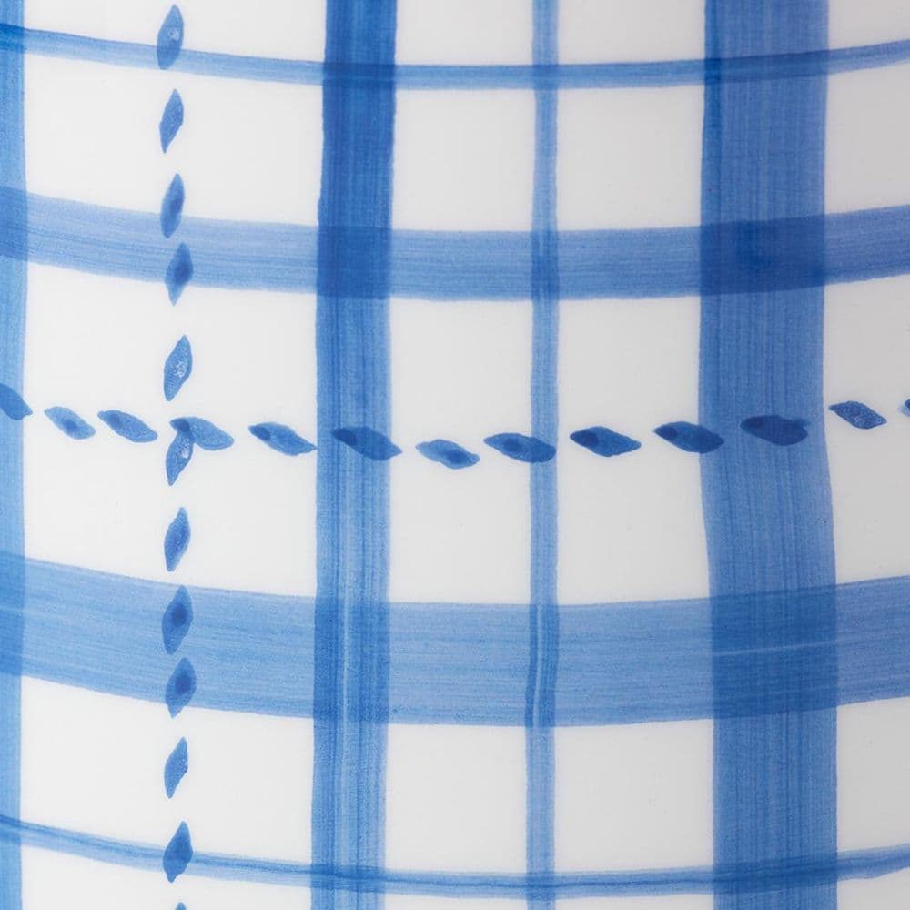 Americana Utensil Holder main image with close up and blue and white checkerboard pattern width="1000" height="1000"