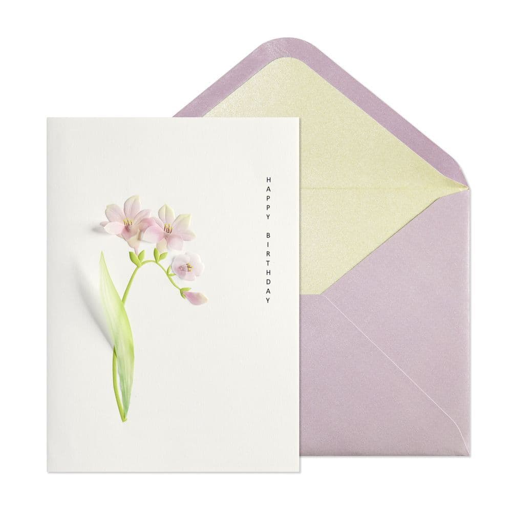 Pink Flowers with Leaves Birthday Card Main Product Image width=&quot;1000&quot; height=&quot;1000&quot;