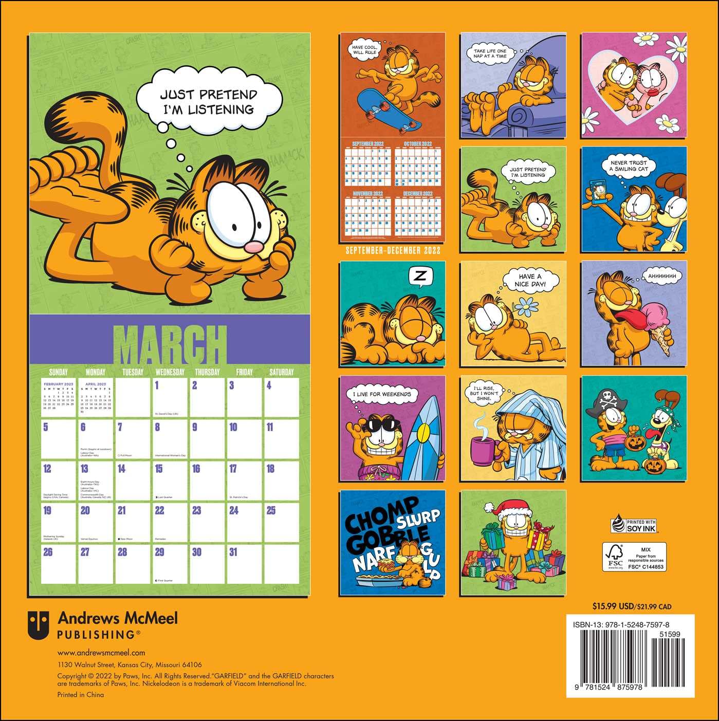 Garfield Wall Calendar 2023 - Printable Word Searches