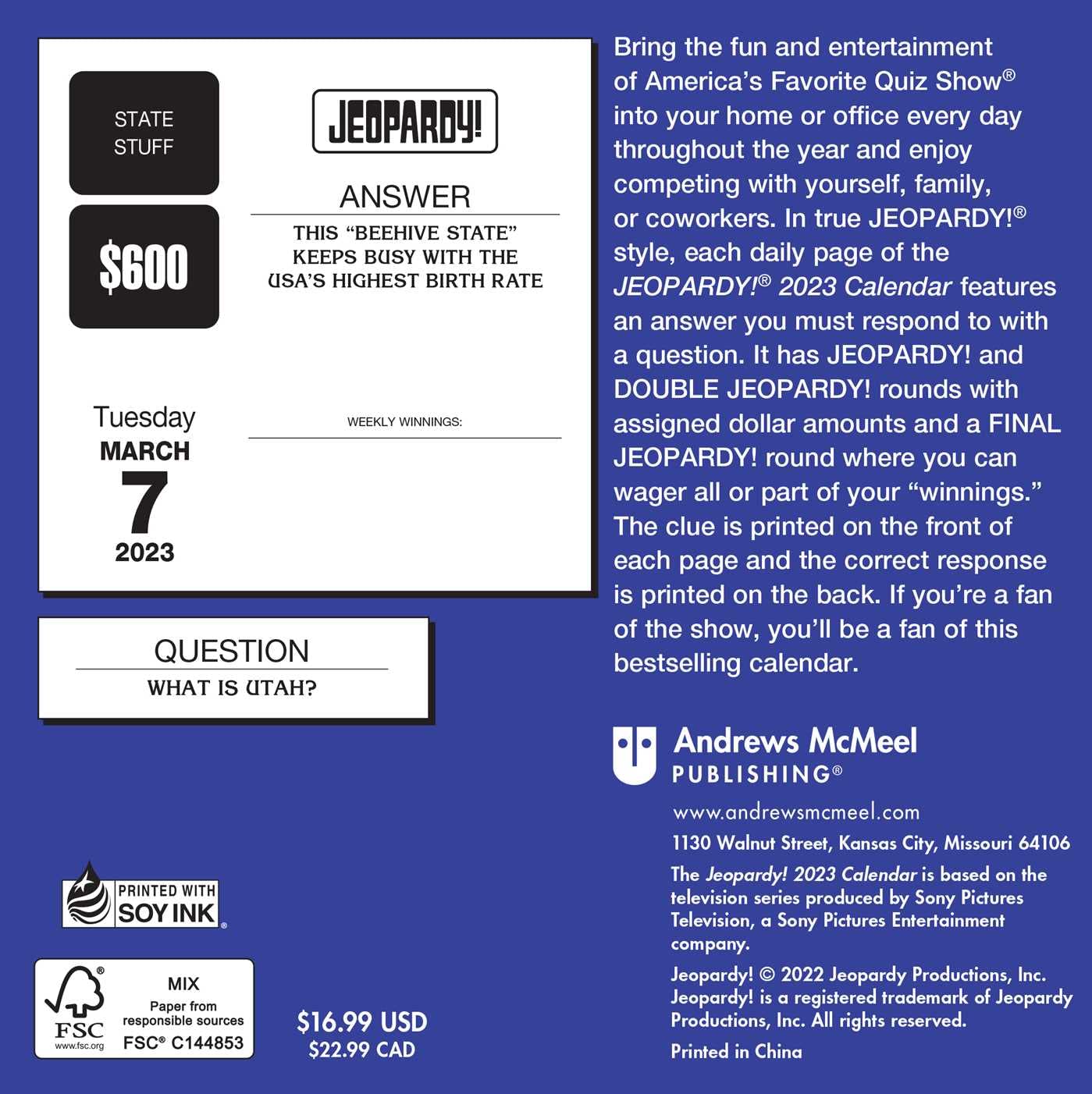 Jeopardy! 2023 Day-to-Day Calendar - Calendars.com