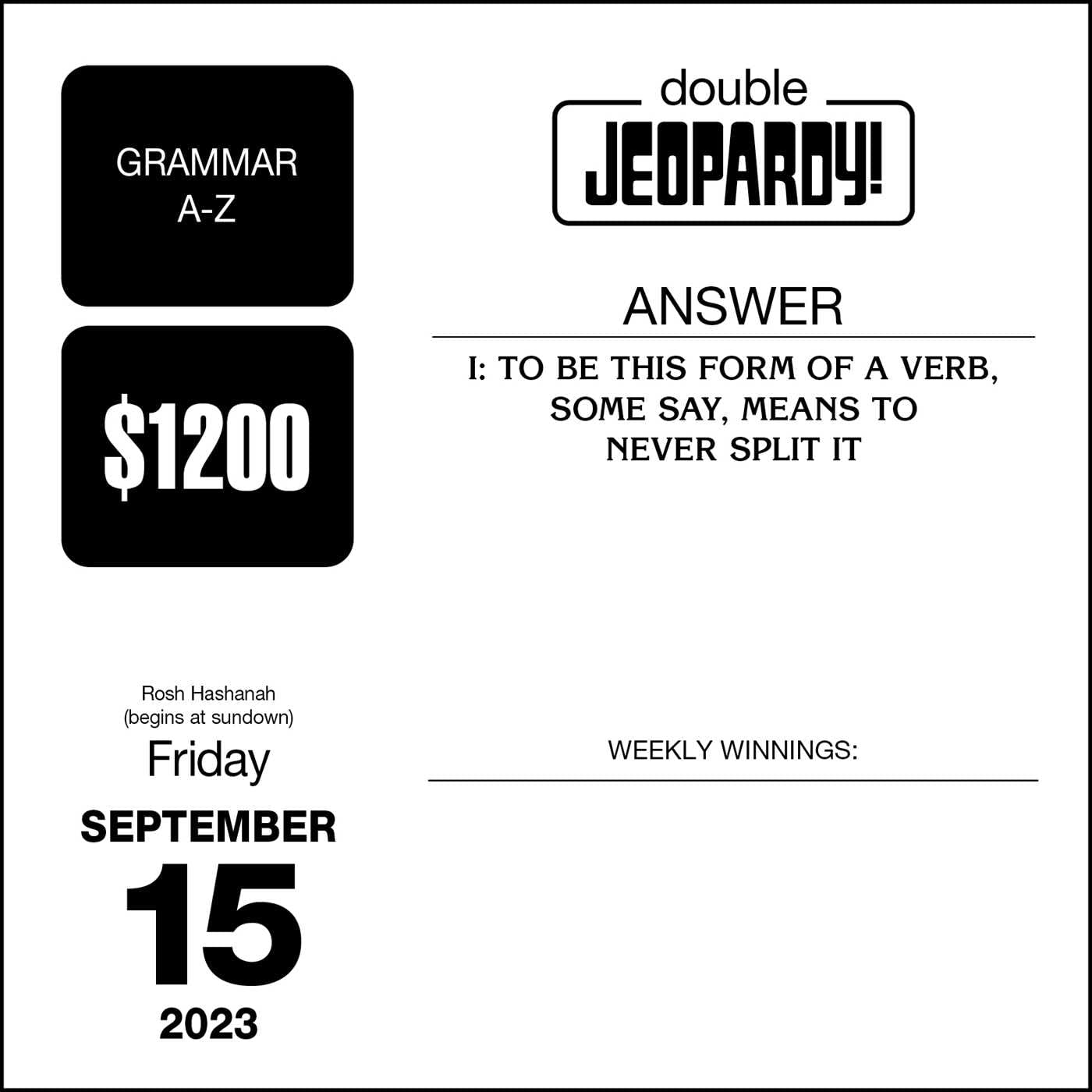Jeopardy! 2023 Day-to-Day Calendar - Calendars.com