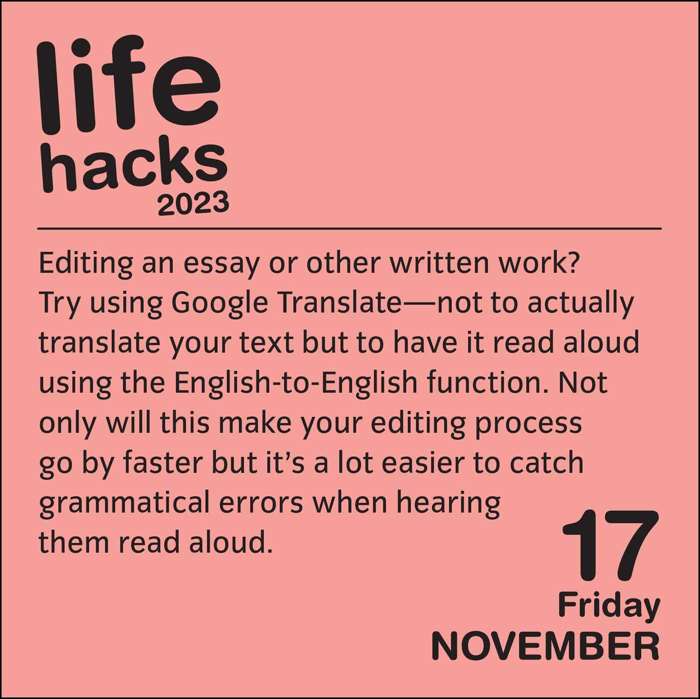 Life Hacks 2023 Day-to-Day Calendar - Calendars.com