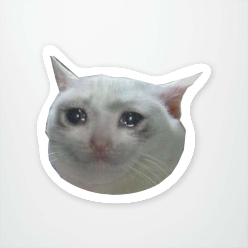 Crying Cat Meme Sticker Main Product  Image width="1000" height="1000"