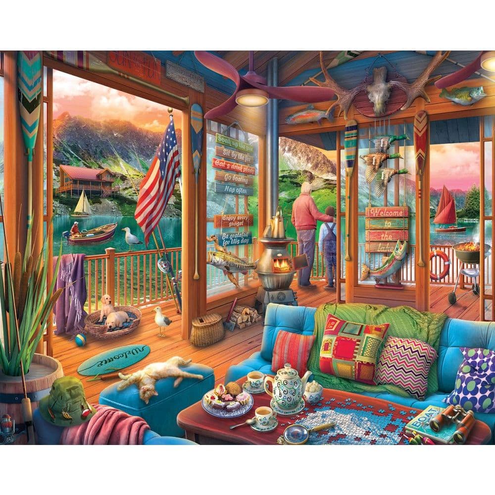 image Lakeside Cabin 1000 Piece Puzzle Main Product  Image width=&quot;1000&quot; height=&quot;1000&quot;