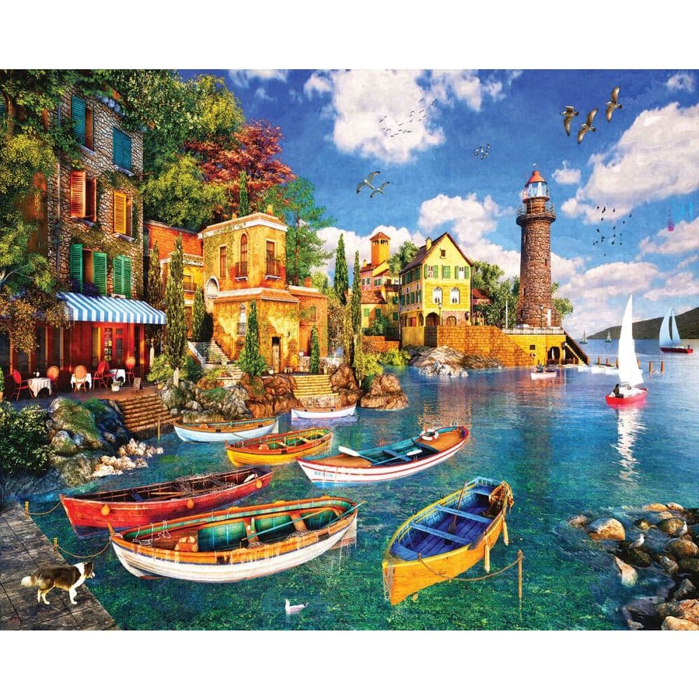 Mediterranean Harbor 1000 Piece Puzzle - Calendars.com