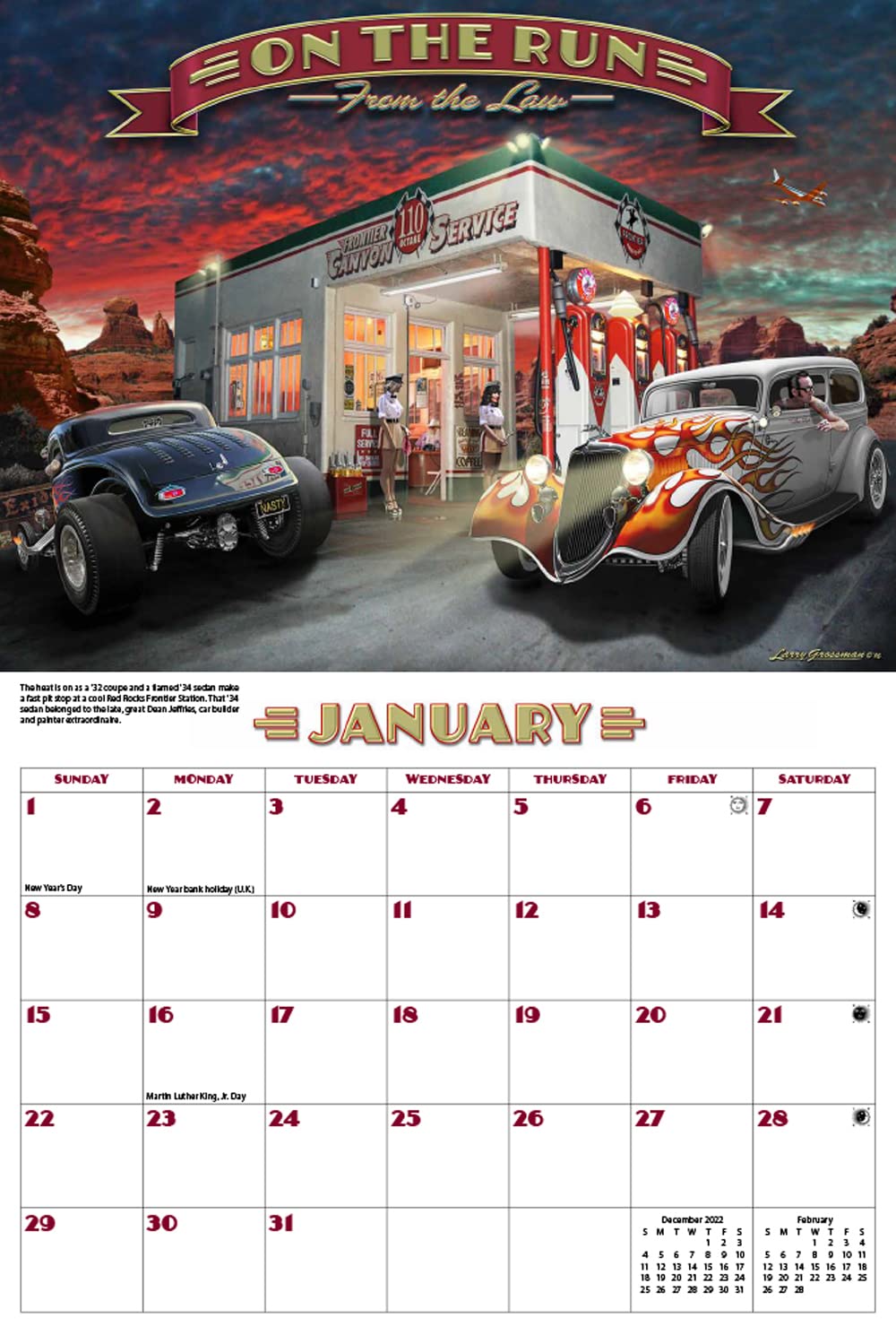 Hot Rods Grossman Art 2023 Wall Calendar - Calendars.com