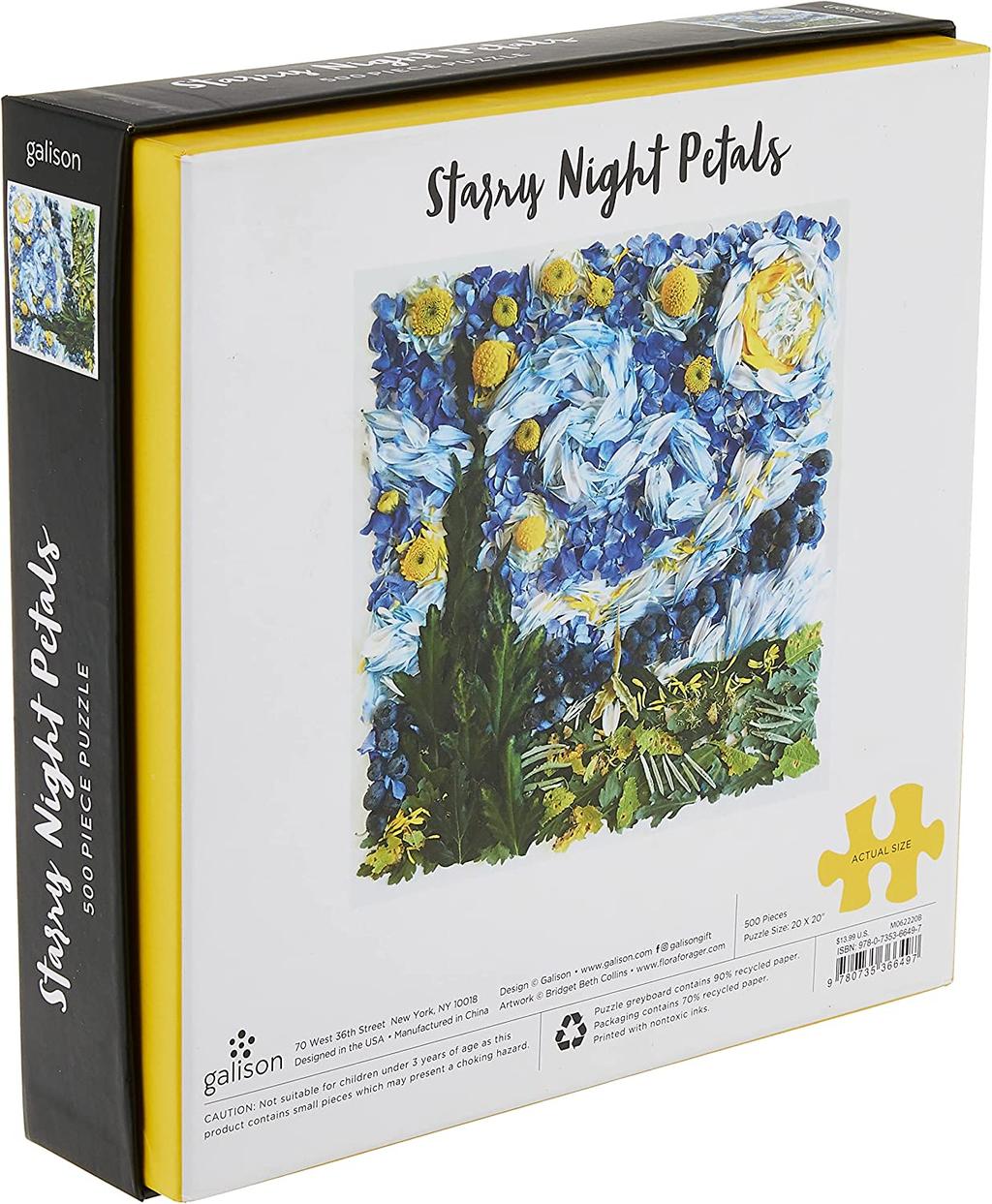 Starry Night Petals 500 Piece Puzzle Back of box width="1000" height="1000"
