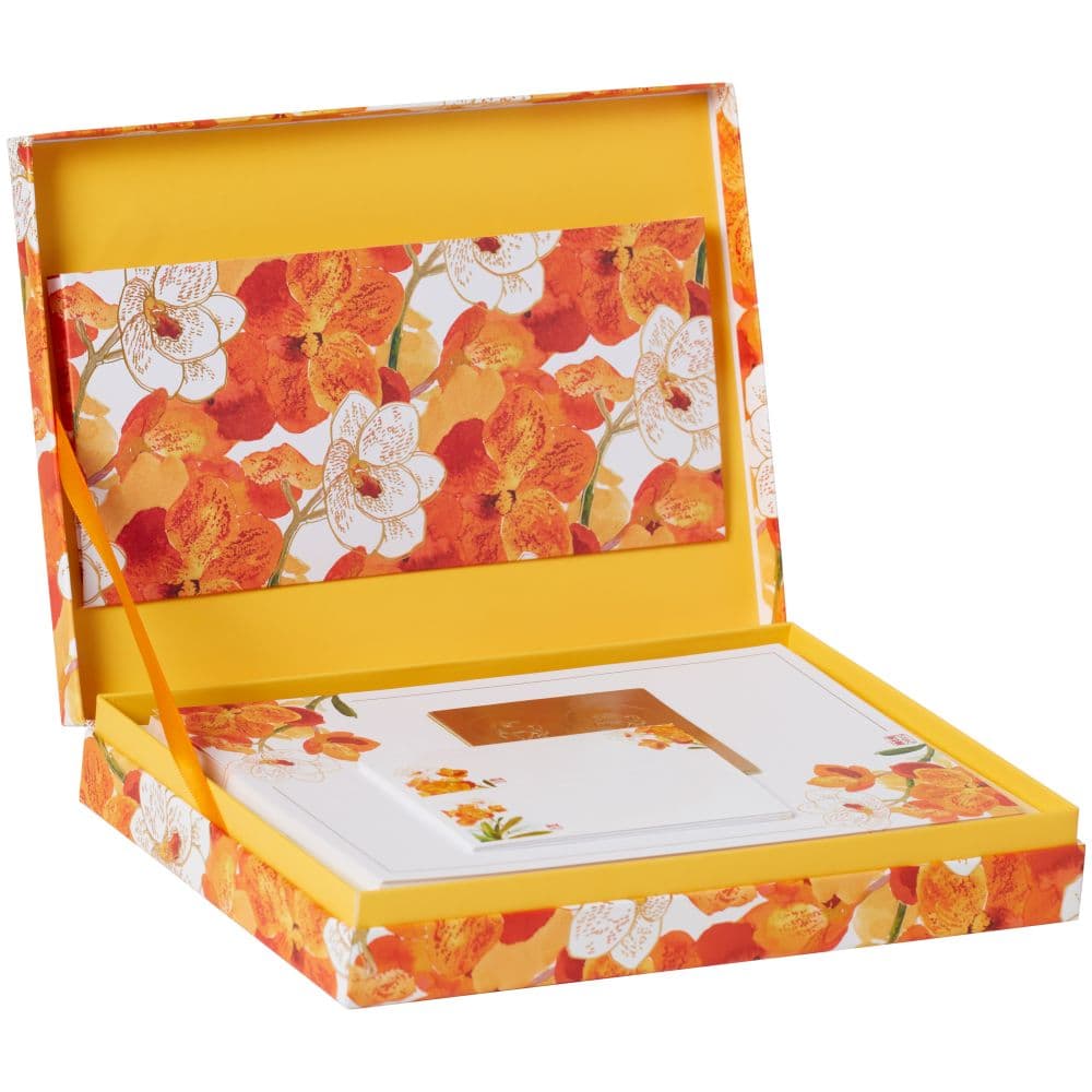 Exotic Orchids Writing Set box open width="1000" height="1000"