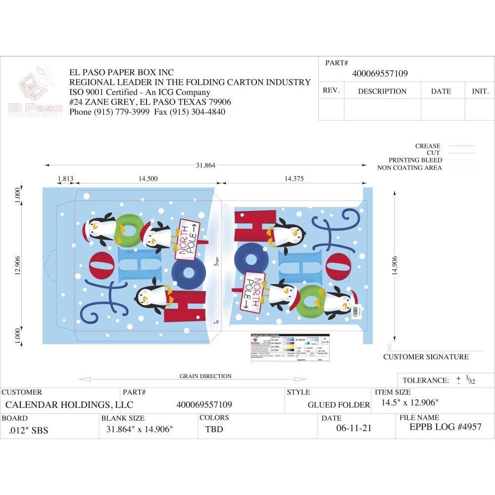 HoHo Penguins Calendar Wrapper