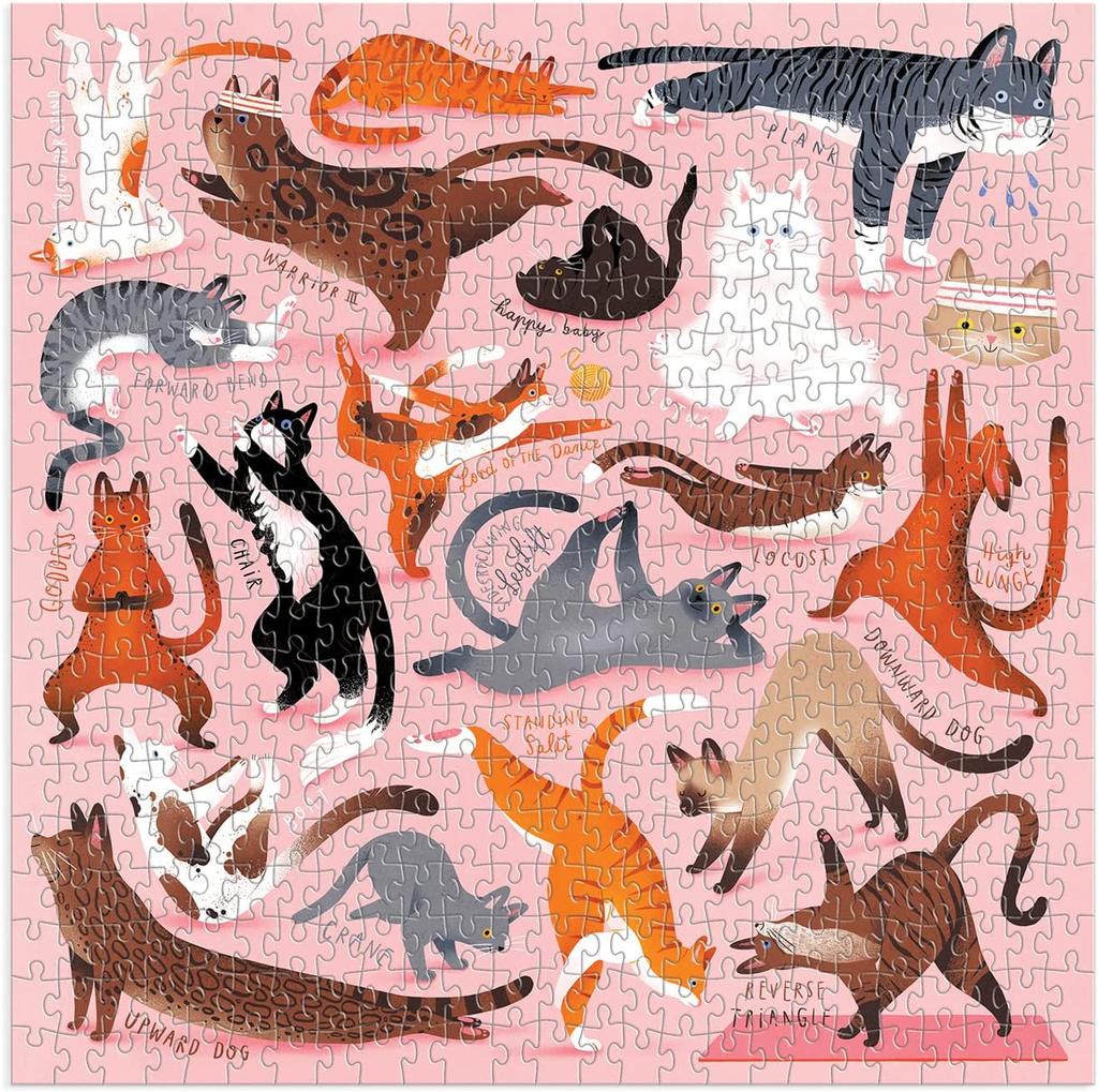 Yoga for Cats 500 Piece Puzzle finished width="1000" height="1000"