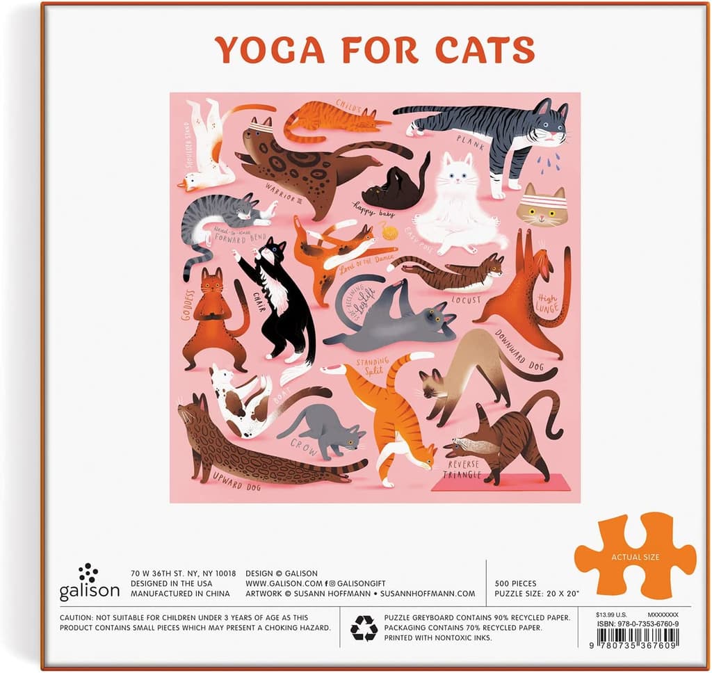 Yoga for Cats 500 Piece Puzzle back of box width="1000" height="1000"