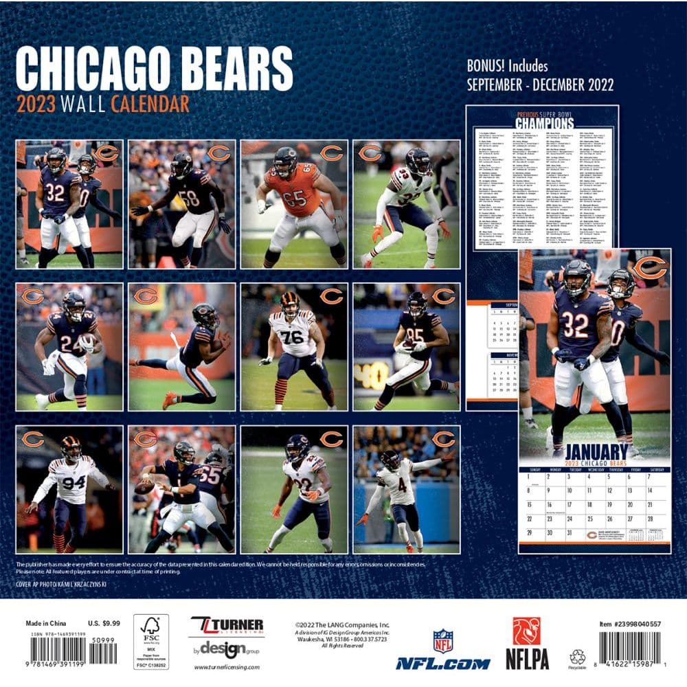 Chicago Bears 2022 Calendar: January 2022 - December 2022 OFFICIAL Squared  Monthly Calendar, 12 Months