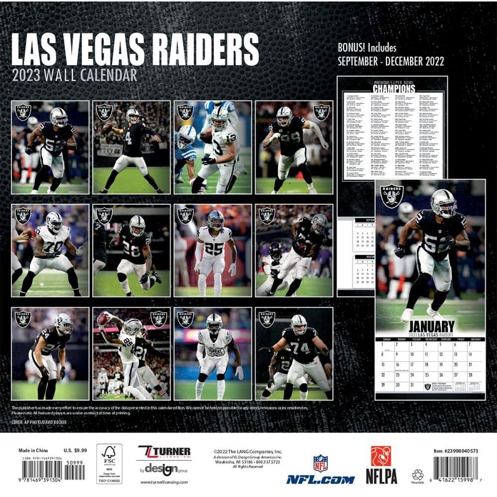 2023 Las Vegas Raiders Pacific Time NFL Football Schedule Fridge Magnet