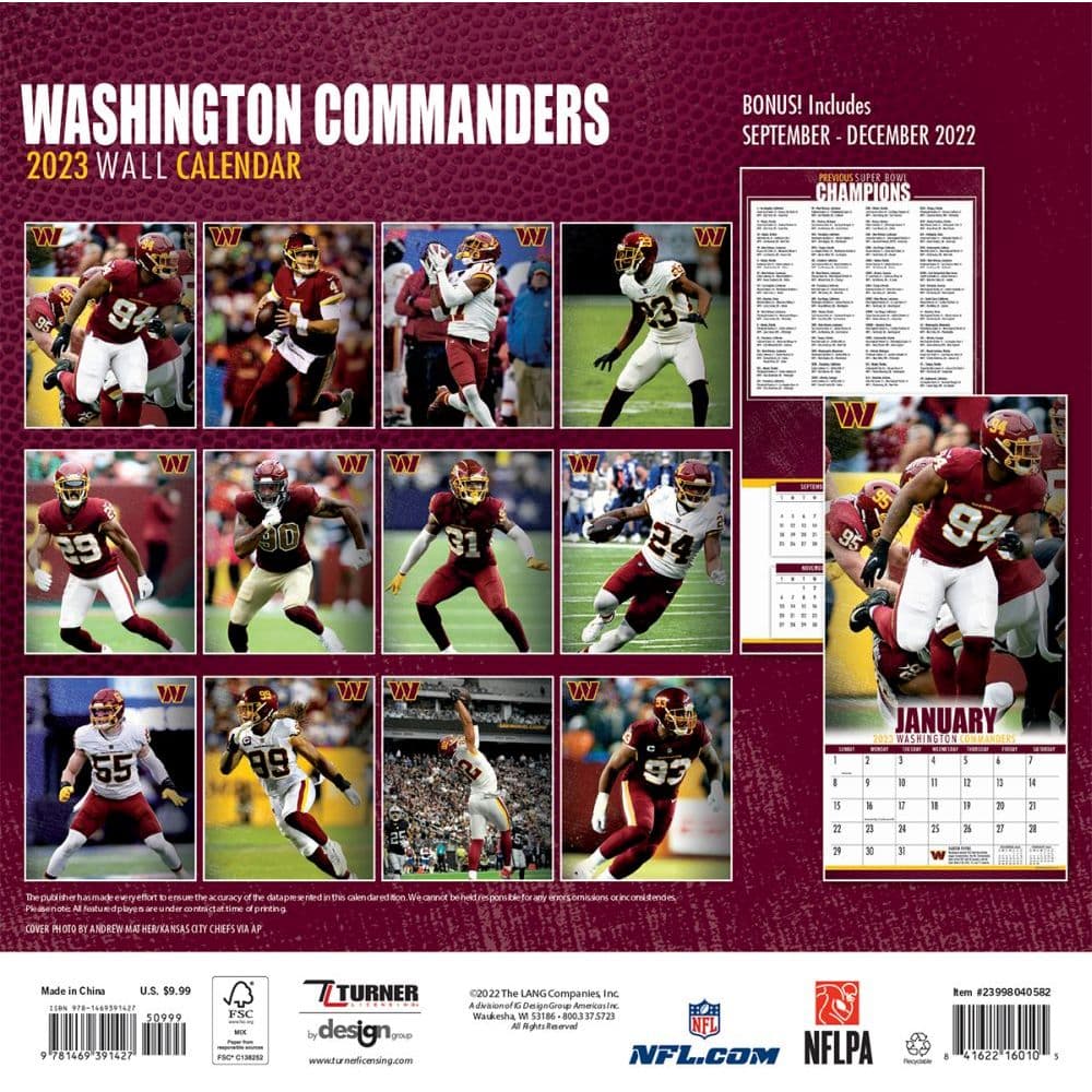 NFL Washington Football Team 2024 Mini Wall Calendar 