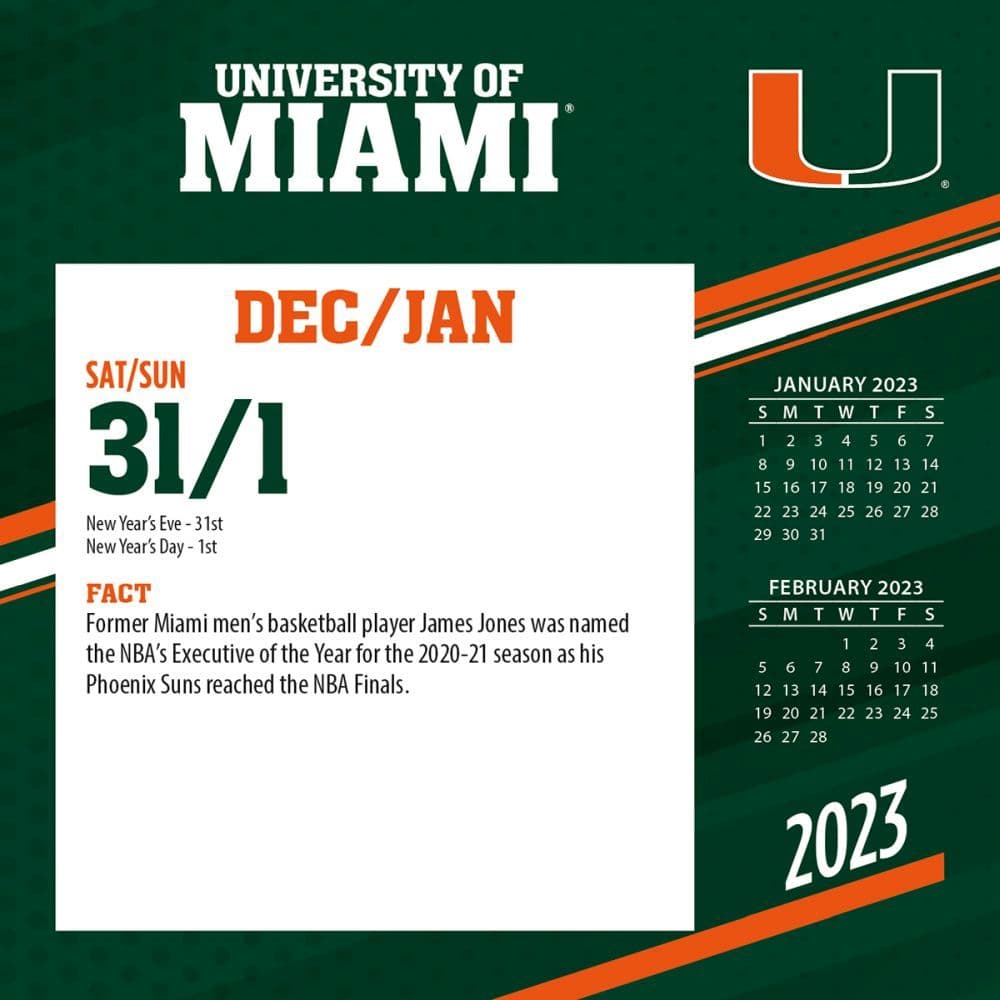 Miami Hurricanes 2023 Desk Calendar - Calendars.com