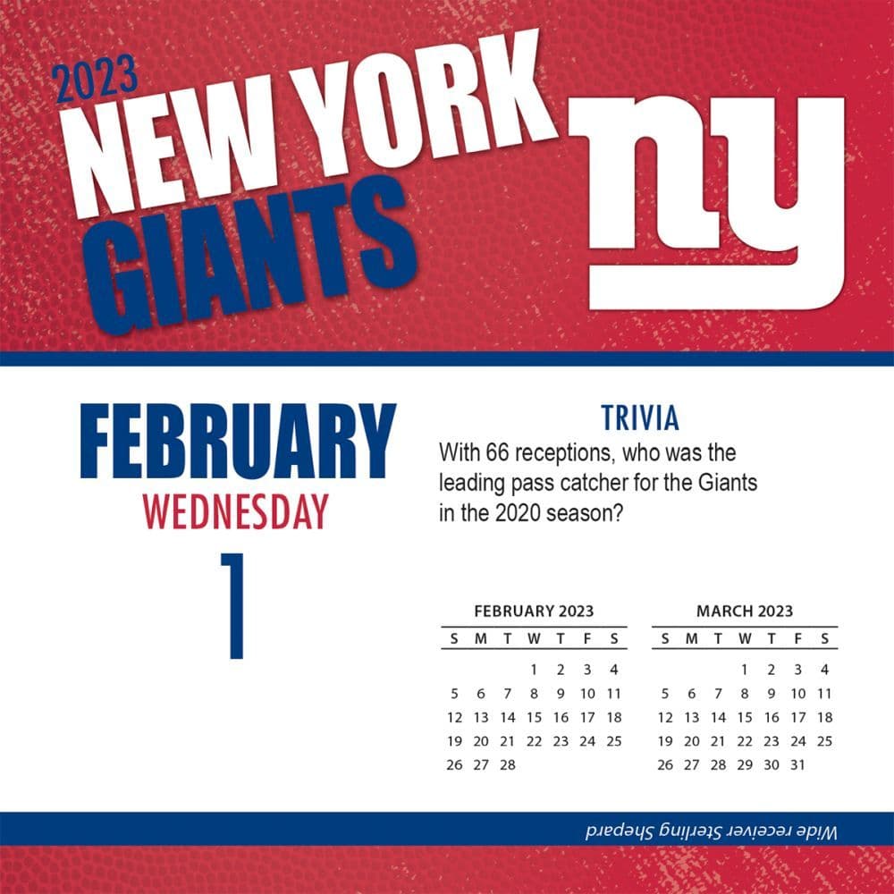 TURNER SPORTS New York Giants 2022 22X17 Desk Calendar (22998061545)