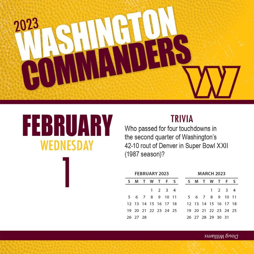 Washington Commanders 2023 Desk Calendar