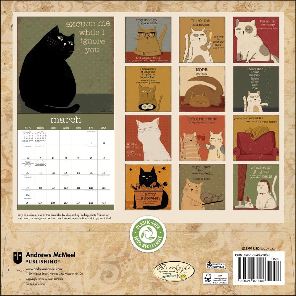 Snarky Cats DiPaolo 2024 Wall Calendar