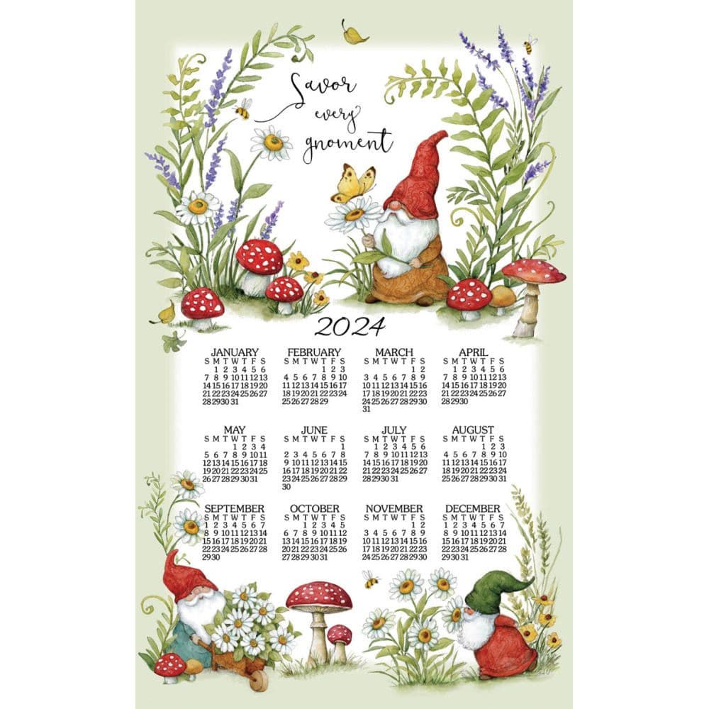 Garden Gnomes 2024 Towel Calendar