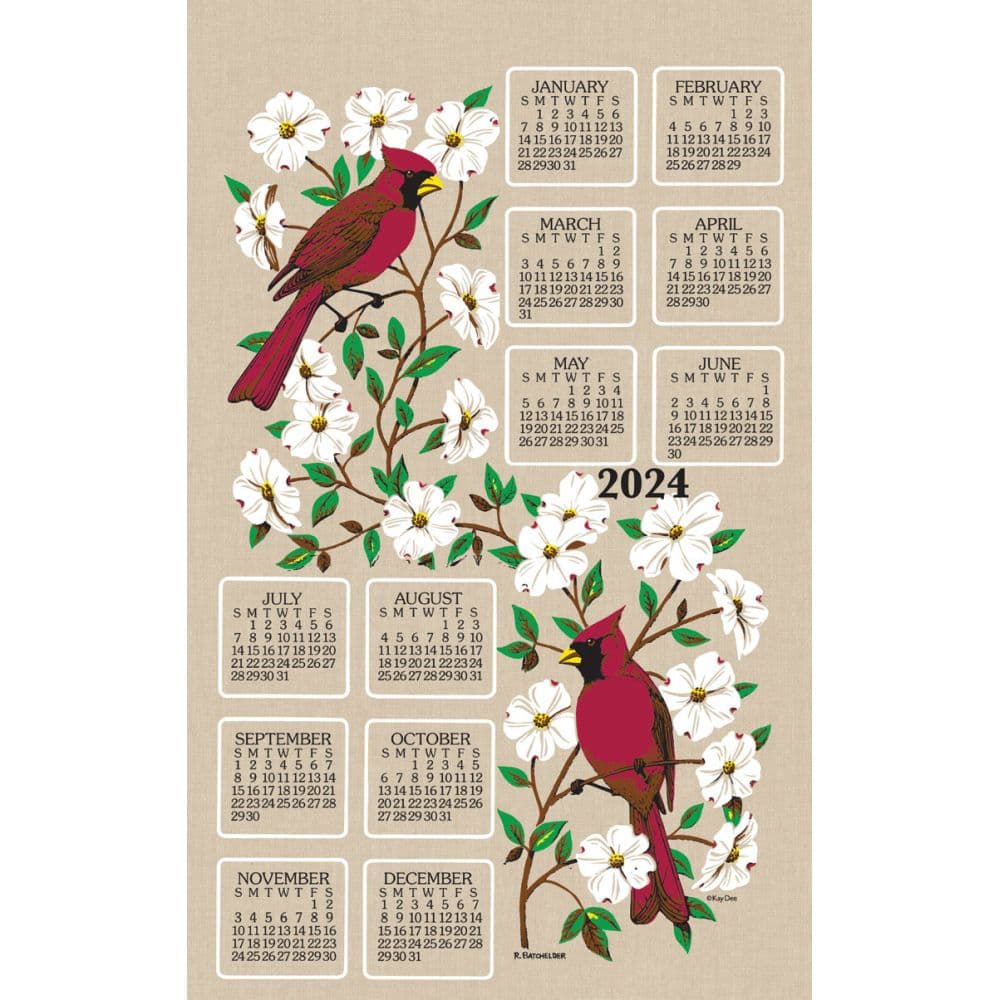 Dogwood & Cardinal 2024 Towel Calendar