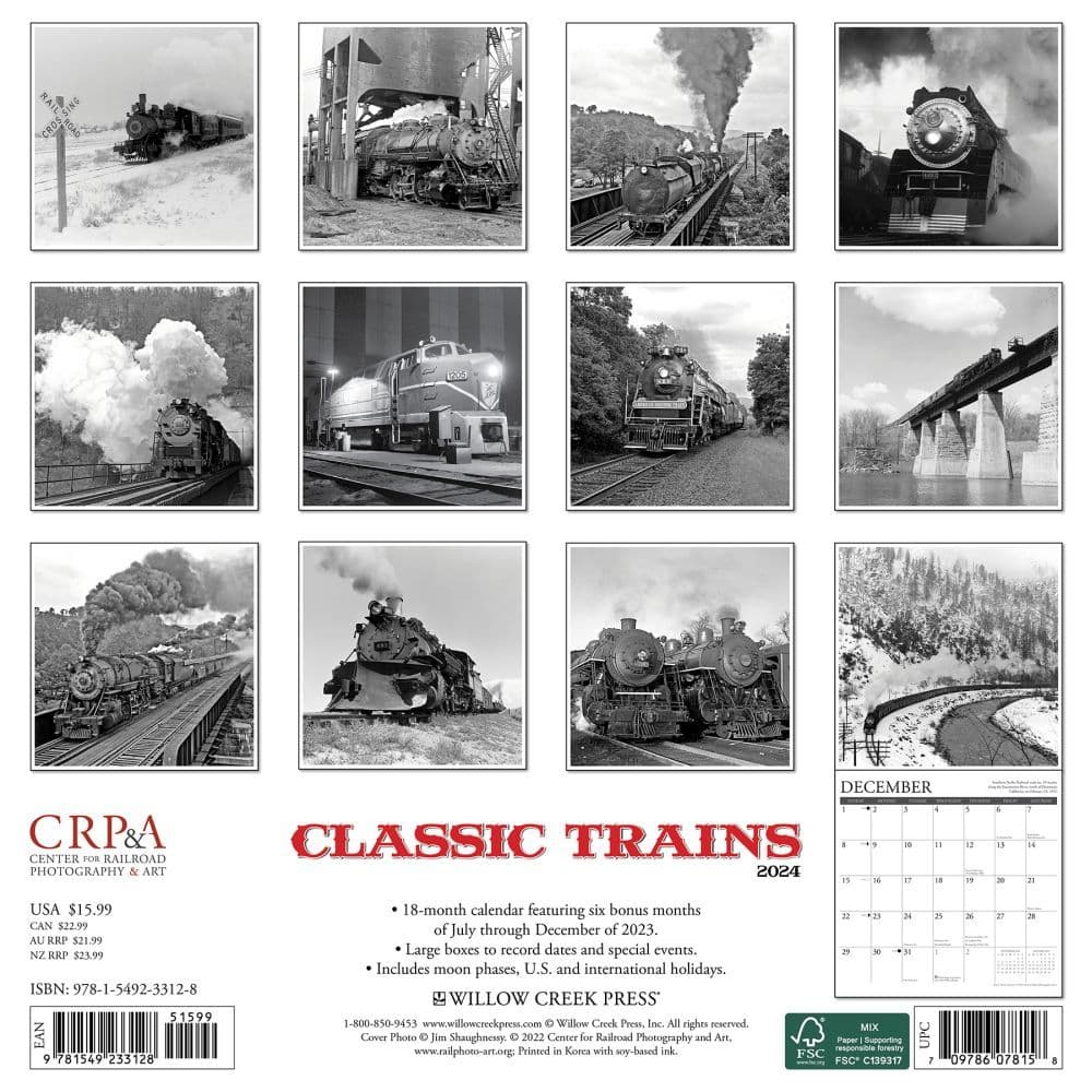 Trains Classic 2024 Wall Calendar Back of Calendar width=&quot;1000&quot; height=&quot;1000&quot;
