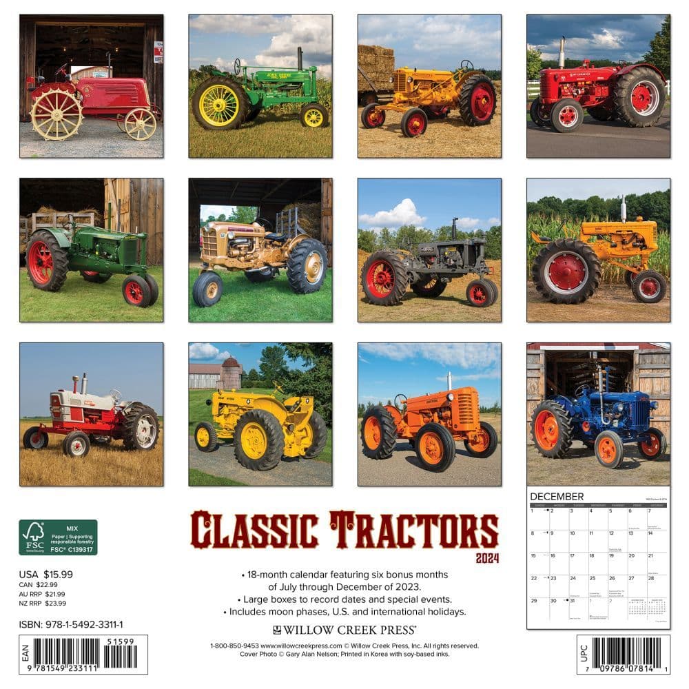 Tractors 2024 Wall Calendar Back of Calendar width=&quot;1000&quot; height=&quot;1000&quot;