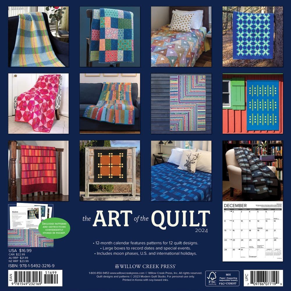 Quilt Art of 2025 Wall Calendar