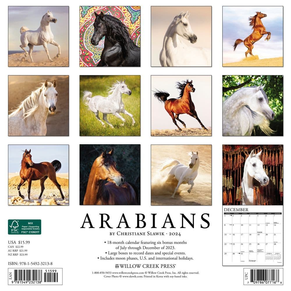 Arabians 2024 Wall Calendar Back of Calendar width=&quot;1000&quot; height=&quot;1000&quot;