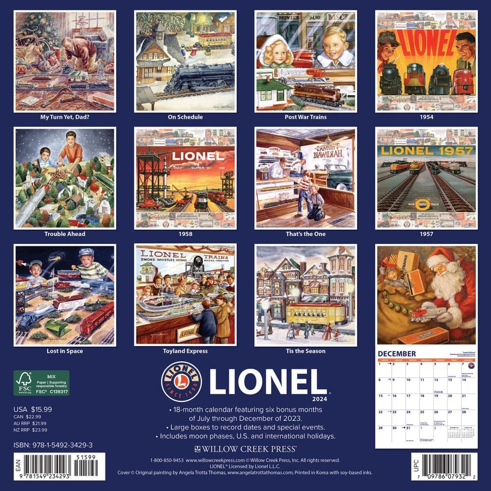 Lionel Trains 2024 Wall Calendar