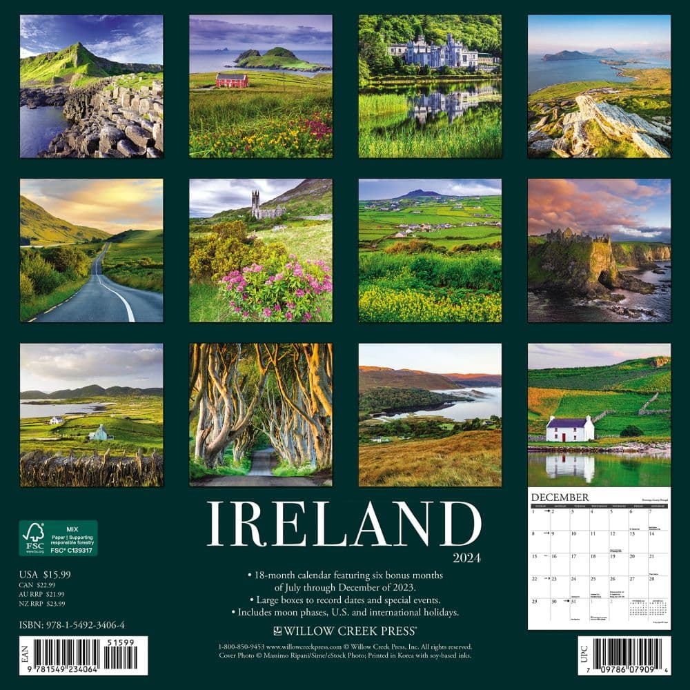 Ireland 2024 Wall Calendar Back of Calendar width=&quot;1000&quot; height=&quot;1000&quot;