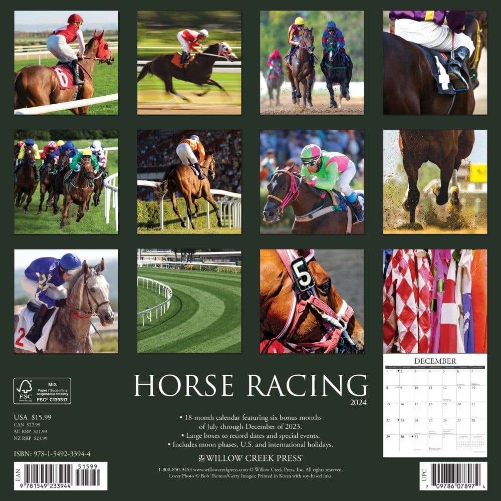 Horse Racing 2024 Wall Calendar