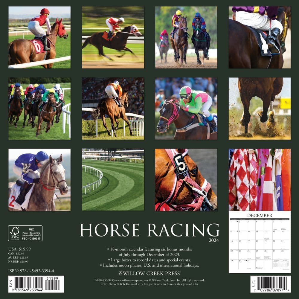 Horse Racing 2025 Wall Calendar