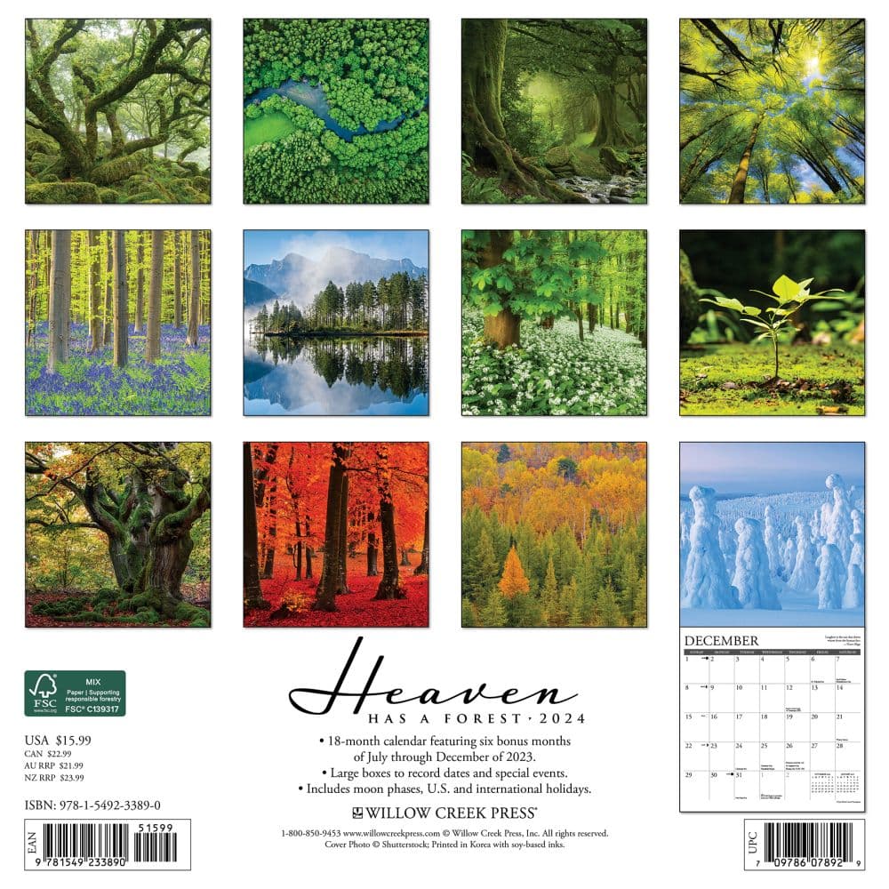 Heaven Has a Forest 2024 Wall Calendar Back of Calendar width=&quot;1000&quot; height=&quot;1000&quot;