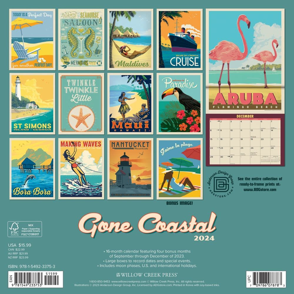 Gone Coastal Art 2025 Wall Calendar