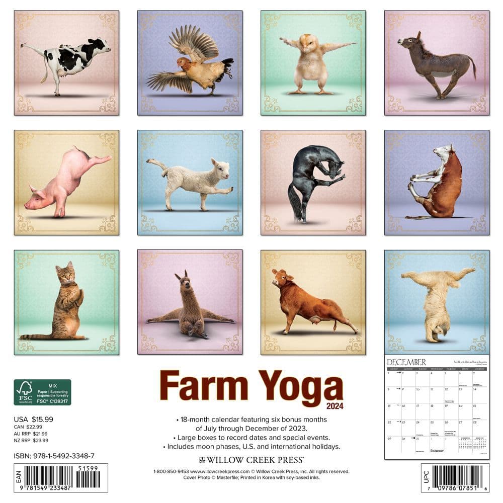 Farm Yoga 2024 Wall Calendar Back of Calendar width=&quot;1000&quot; height=&quot;1000&quot;