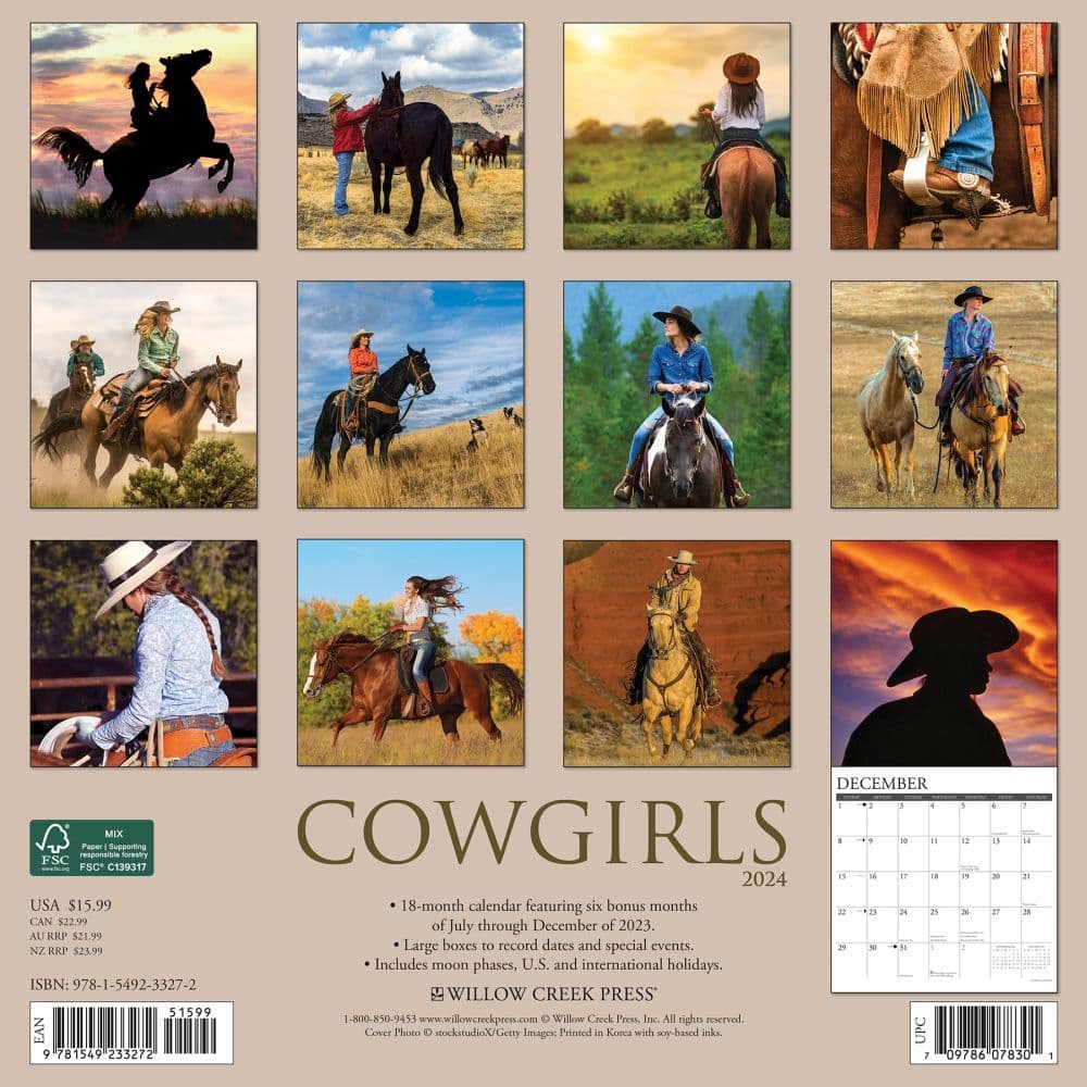 Cowgirls 2024 Wall Calendar Back of Calendar width=&quot;1000&quot; height=&quot;1000&quot;
