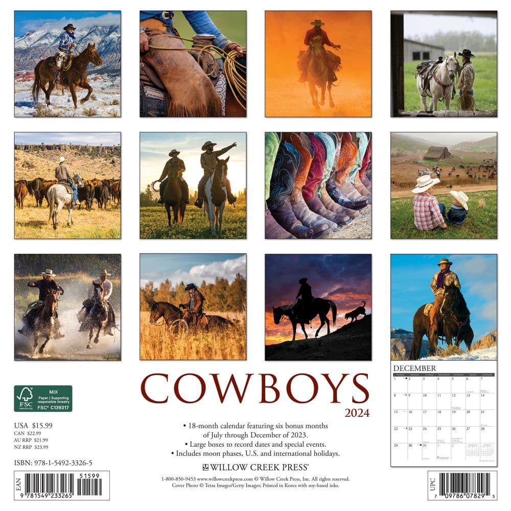 Cowboys 2024 Wall Calendar Back of Calendar width=&quot;1000&quot; height=&quot;1000&quot;