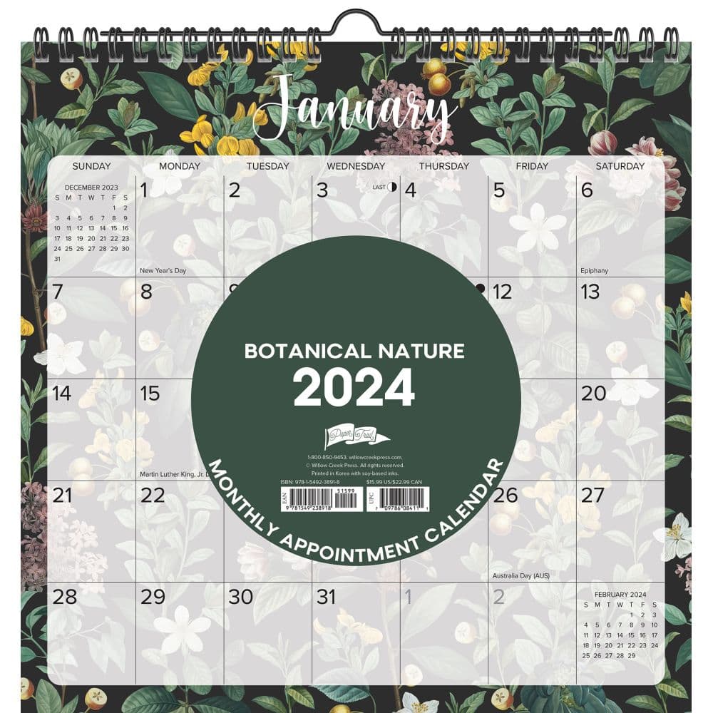 Botanical Nature Spiral Art 2024 Wall Calendar Main Image width=&quot;1000&quot; height=&quot;1000&quot;