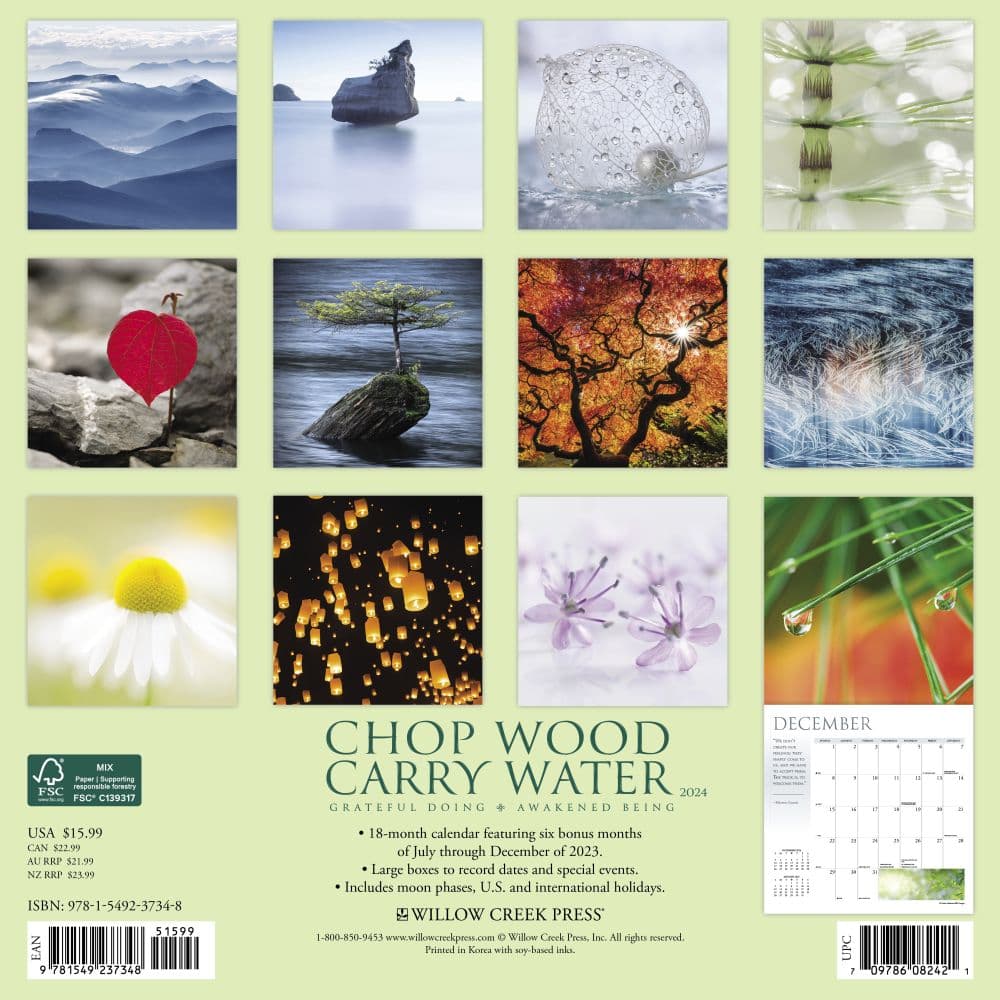 Chop Wood Carry Water 2024 Wall Calendar