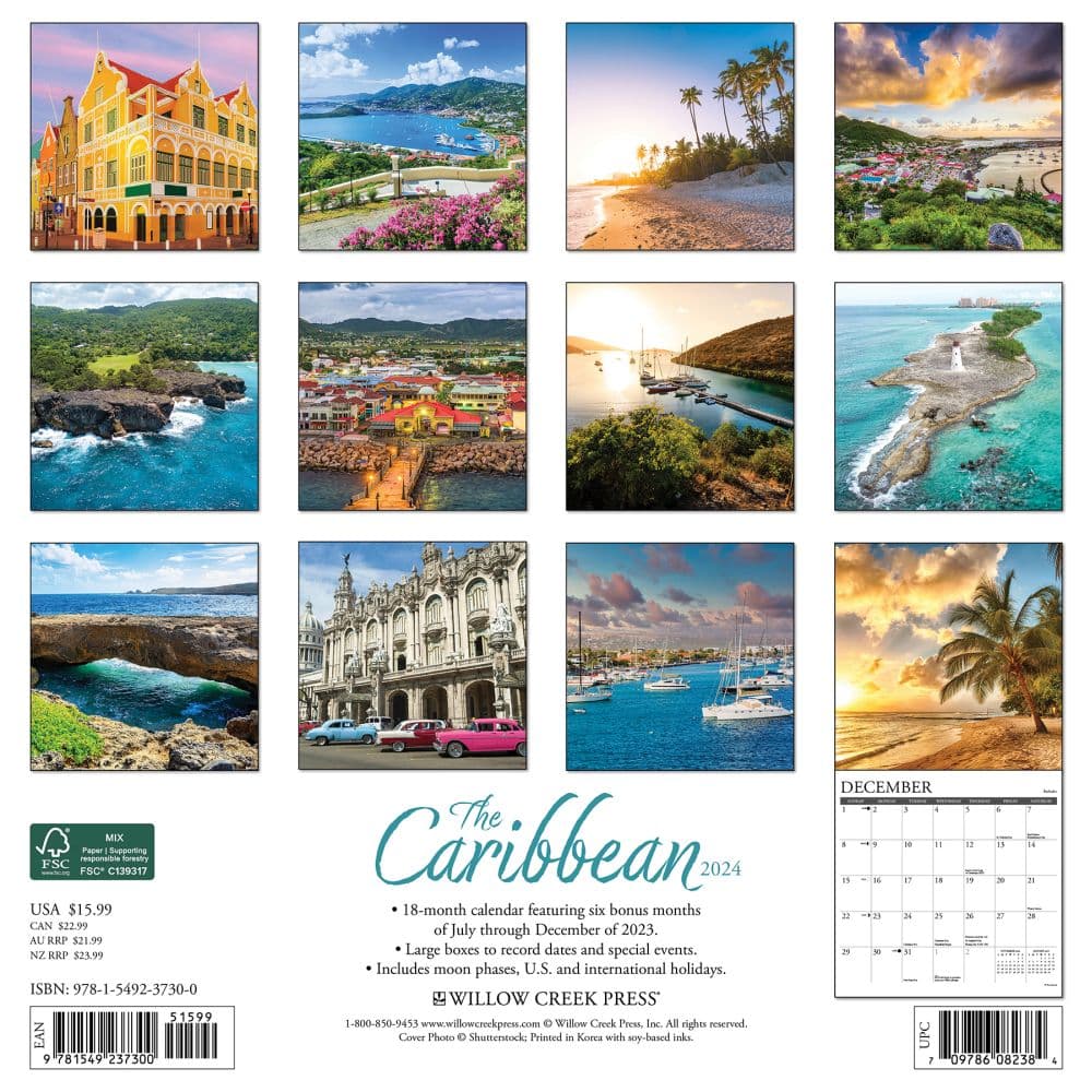 Caribbean 2024 Wall Calendar Back of Calendar width=&quot;1000&quot; height=&quot;1000&quot;