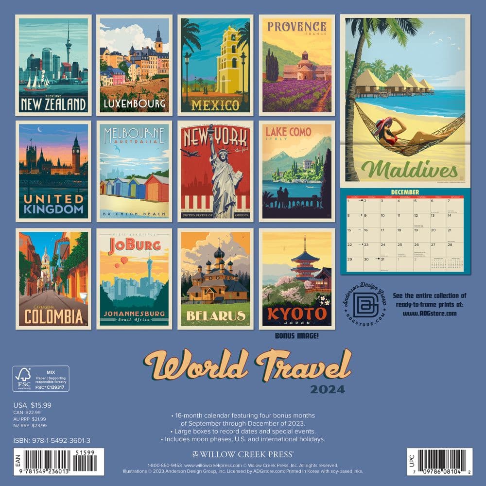 World Travel ADG 2024 Wall Calendar Back of Calendar width=&quot;1000&quot; height=&quot;1000&quot;