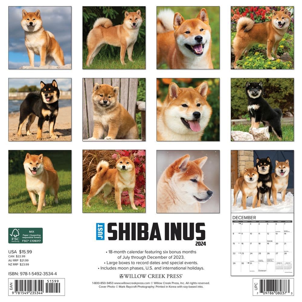 Shiba Inus 2024 Wall Calendar Back of Calendar width=&quot;1000&quot; height=&quot;1000&quot;