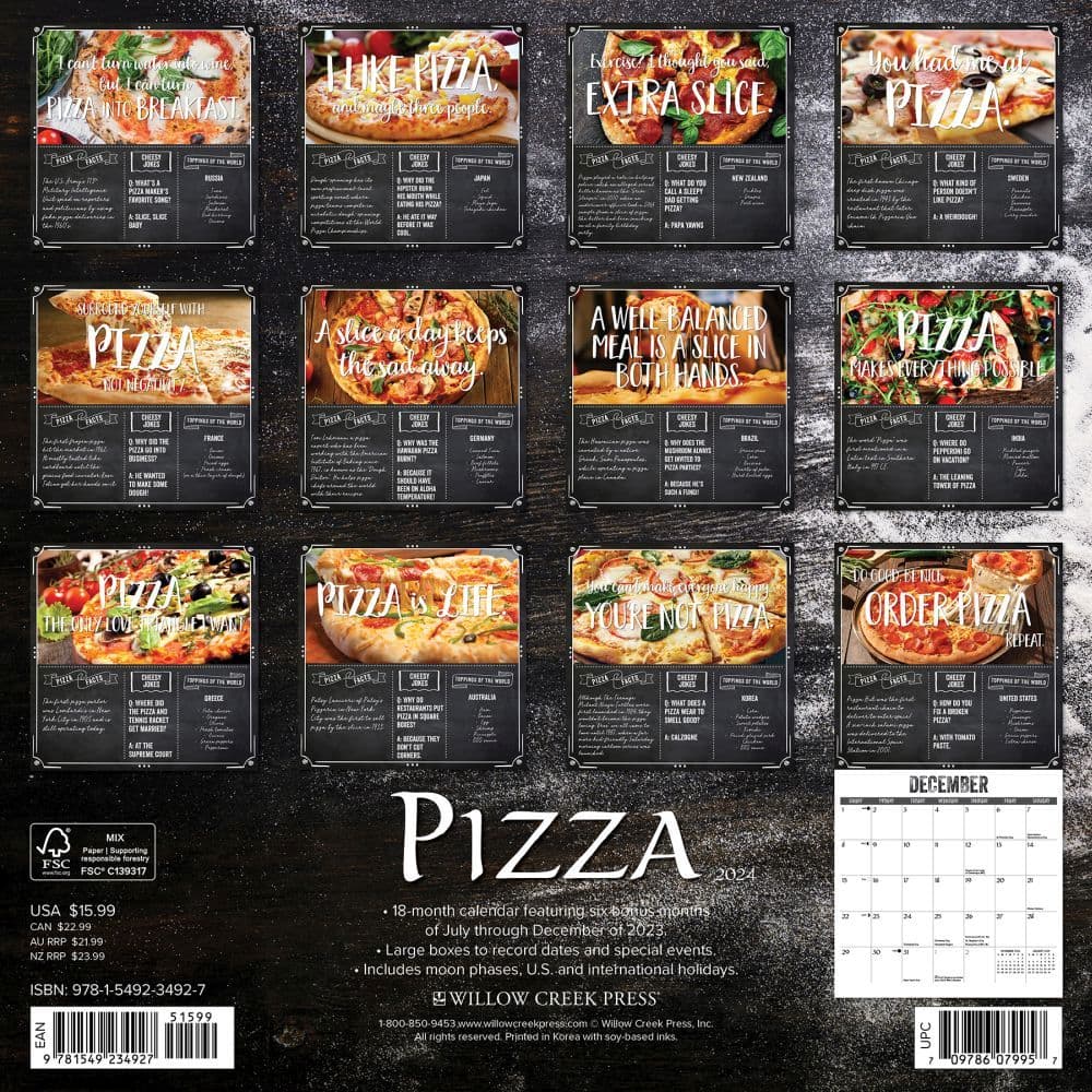 Pizza 2024 Wall Calendar Back of Calendar width=&quot;1000&quot; height=&quot;1000&quot;