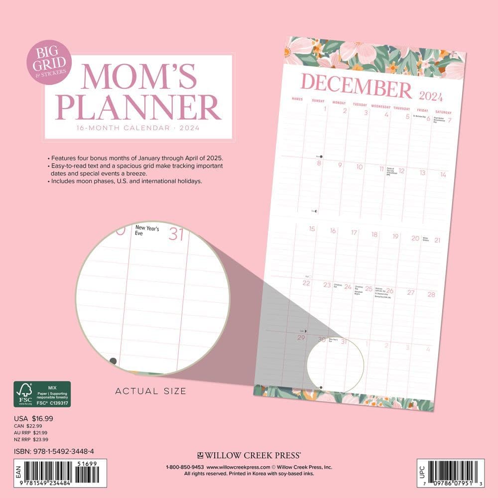 Moms Planner 2024 Wall Calendar Back of Calendar width=&quot;1000&quot; height=&quot;1000&quot;